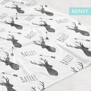 Deer baby blanket, Woodland blanket, Personalized baby boy blanket, Fleece BB231 image 4