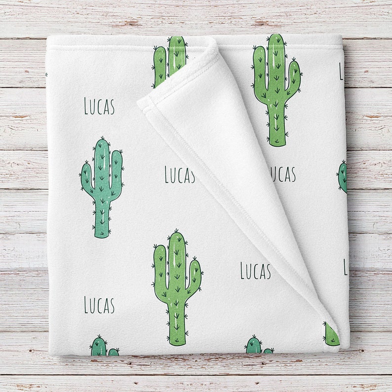 Personalized Cactus Baby Blanket Green Cactus Print BB273 Etsy