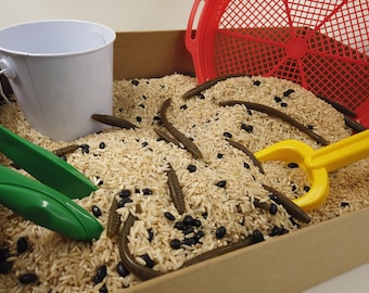 Worm Sifting Sensory Bin | Sensory Kit Filler | Montessori Play | Toddler Gift | Imagination & Pretend Play | Play Kit