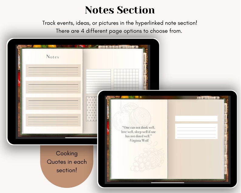 Digital Recipe Book Goodnotes Landscape Cookbook Traditional Horizontal