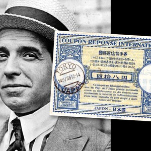 May include: A blue and white international reply coupon with the text "COUPON-REPONSE INTERNATIONAL" and "JAPON - 日本國" in Japanese. The coupon is postmarked with a blue stamp that reads "TOKYO 14.V.56-12-14".