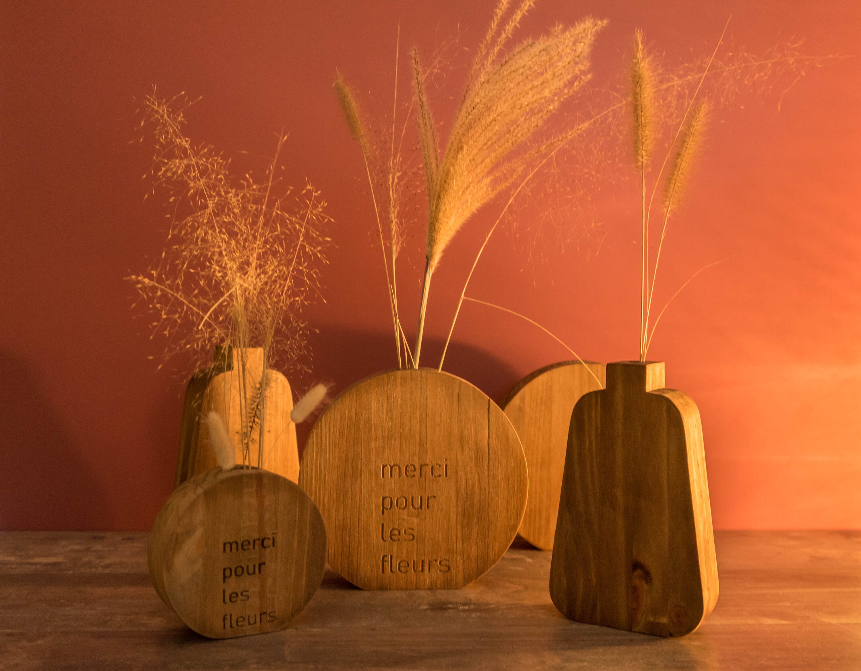 Vase en Bois, Vase Bois Recyclé, Pour Fleurs Séchées, Soliflore