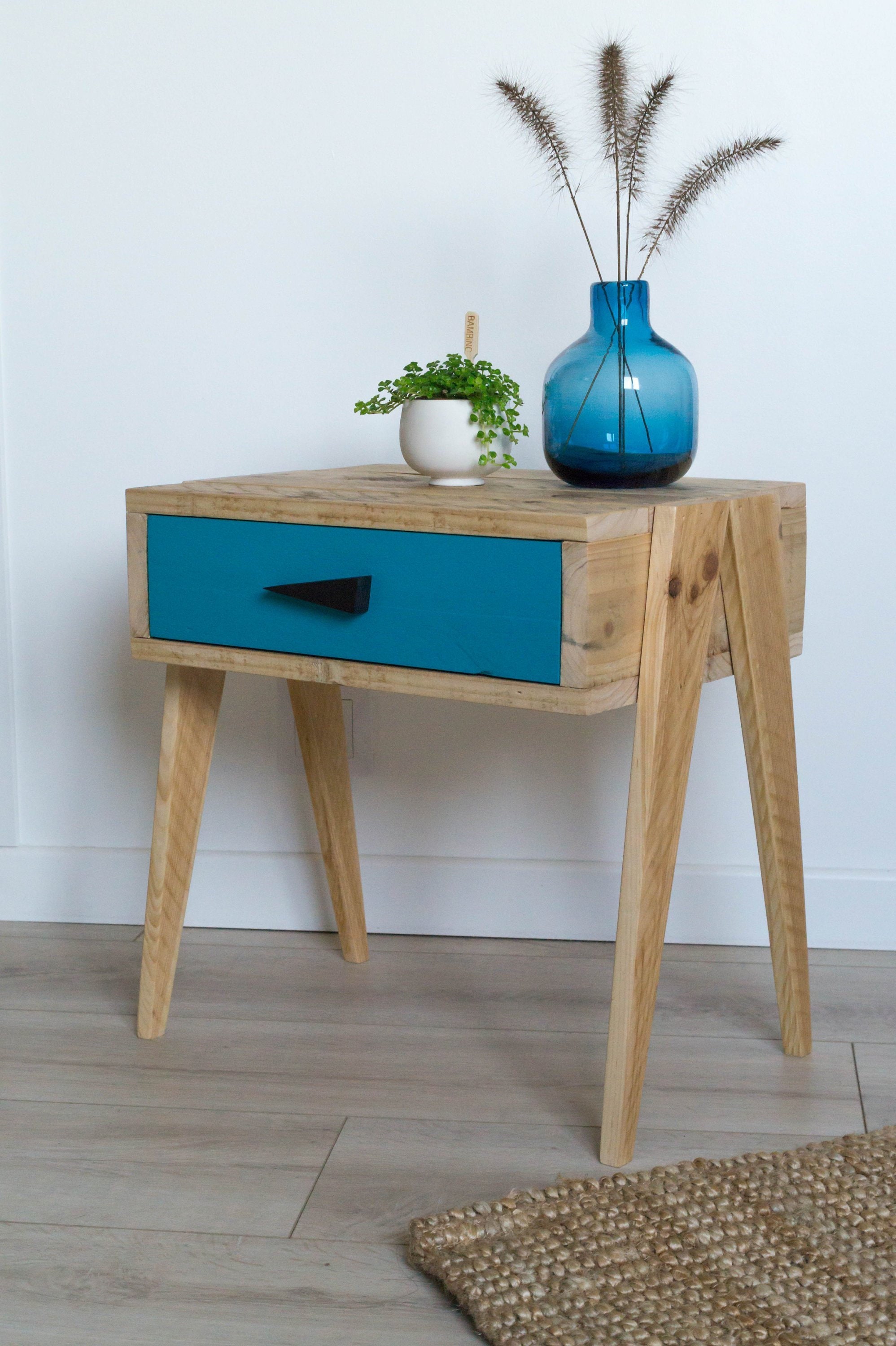 Table de Nuits, Table Nuits en Bois, Table Bois Recyclé, Scandinave, Nuit Style Vintage