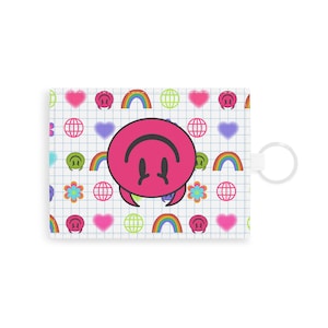 Edgy Leather Wallet Festival Card Holder Smiley Face Mini Wallet