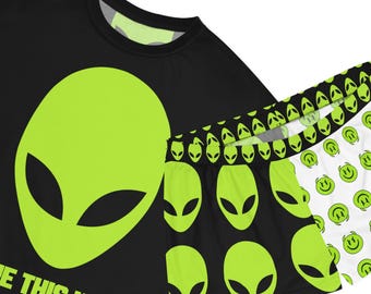 Comfy 2-Piece Set Festival Outfit Neon Alien Rave Outfit