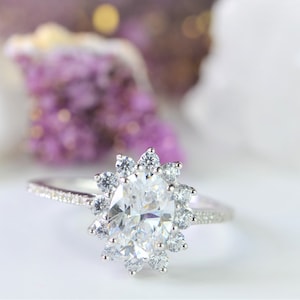 Lab Grown Diamond , Anillo de boda de compromiso ORO, Diamante, Art Deco