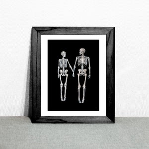 Skeleton art print,valentines day gift love print love art skeletons in love christmas gift for her dark art print marriage gift for couple image 9