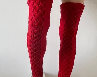 Calcetines de yoga Calcetines altos tipo chancla Calentadores de piernas para mujer Calentadores de piernas tejidos a mano Calentadores de piernas de baile de punto cable Calentadores de piernas por encima de la rodilla hechos a mano