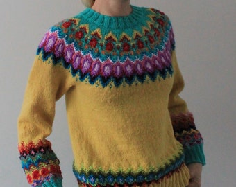 Fair Isle sweater Lopapeysa Hand knit sweater Norwegian sweater Ready to ship