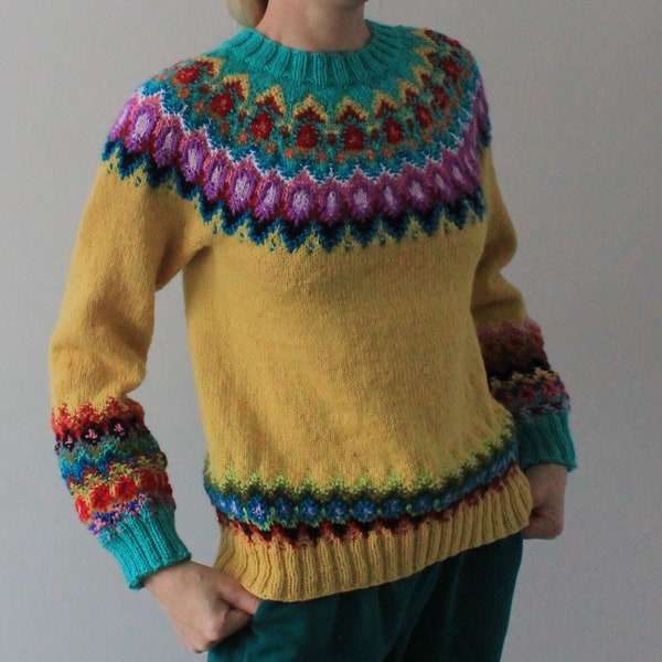 Fair Isle sweater Lopapeysa Hand knit sweater Norwegian sweater Ready to ship