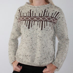 Tweed hand knit sweater Cable knit sweater Knitted jumper Fair Isle sweater READY TO SHIP image 1