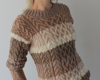 Cable knit sweater Irish sweater Fisherman sweater Chunky knit sweater Handmade jumper READY TO SHIP Hand knit sweater for women M size