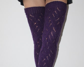 Long wool socks Thigh high socks Lace boot socks