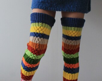 Thigh high leg warmers Cable knit leg warmers Handmade legwarmers READY TO SHIP