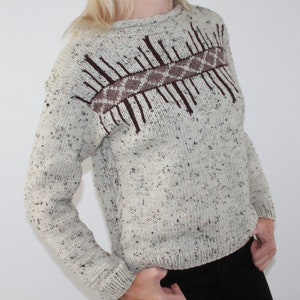 Tweed hand knit sweater Cable knit sweater Knitted jumper Fair Isle sweater READY TO SHIP image 2