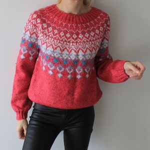 Fair Isle sweater women Hand knit sweater Norwegian sweater Lopapeysa sweaters for women READY TO SHIP