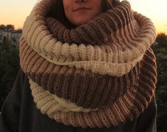 Hooded cowl Snood Tube scarf Neck warmer Handmade snood Turtleneck Neck gaiter Hand knit chunky loop scarf