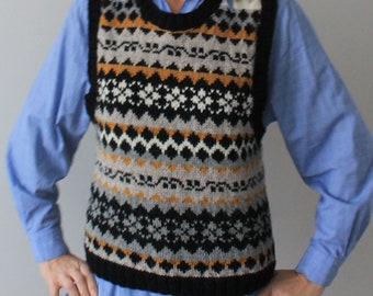 Handmade Fair Isle Sweater Vest Knitted Wool Vest for Women Handmade Fair Isle Sweater Vest Knitted Wool Vest for Women
