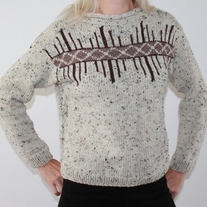 Tweed hand knit sweater Cable knit sweater Knitted jumper Fair Isle sweater READY TO SHIP image 8