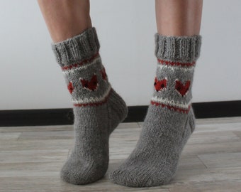 Handmade alpaca socks Hand knit wool socks Warm winter socks READY TO SHIP