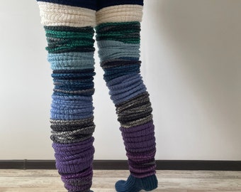 Calcetines hasta el muslo Calcetines extra largos tejidos a mano Calcetines gruesos holgados hechos a mano 5 m Calcetines por encima de la rodilla LISTOS PARA ENVIAR