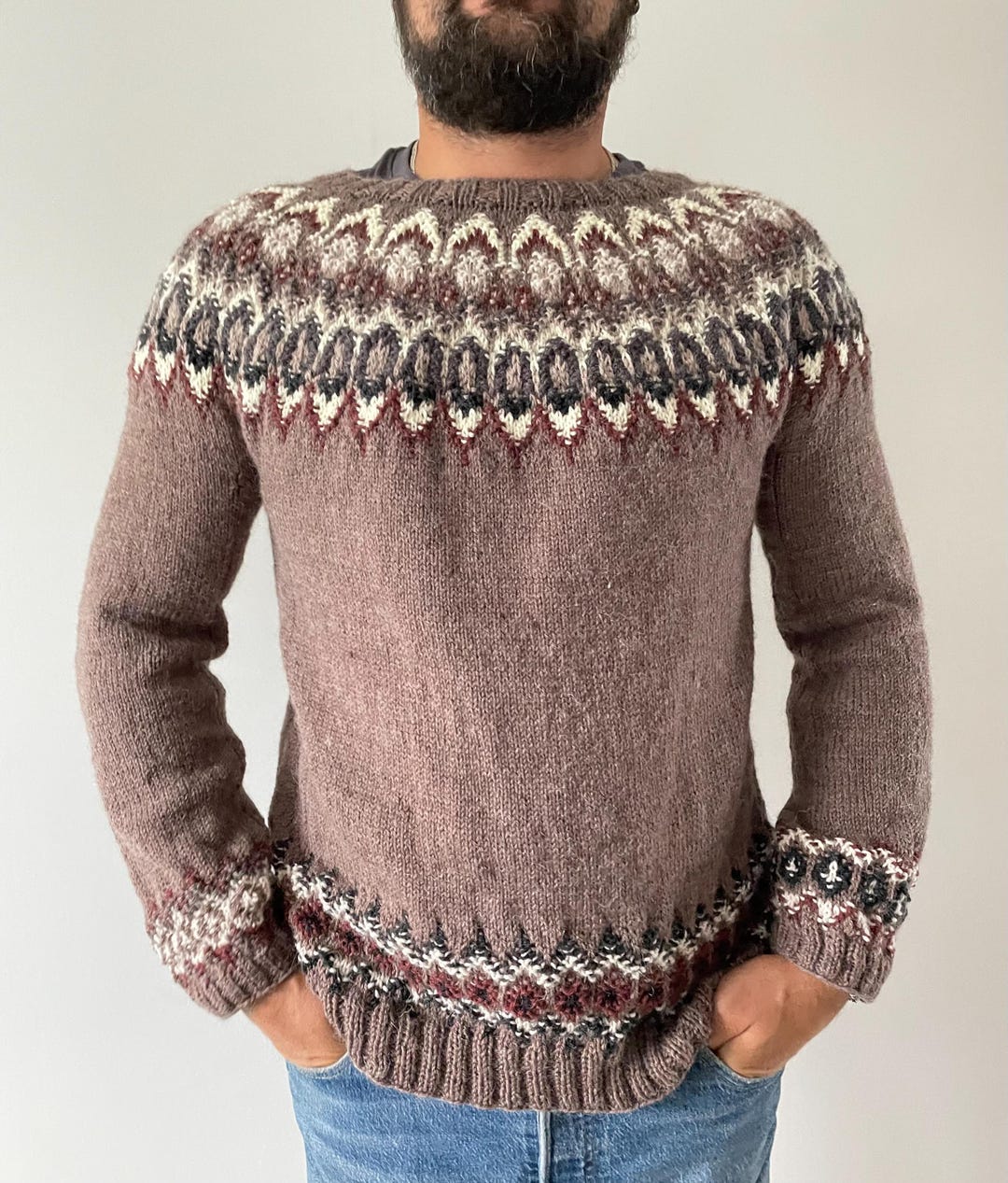 Pull Fair Isle Pull en laine nordique fait main pour femme Pull