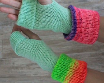 Long arm warmers Handmade fingerless gloves Hand knit hand warmers Thin gloves READY TO SHIP