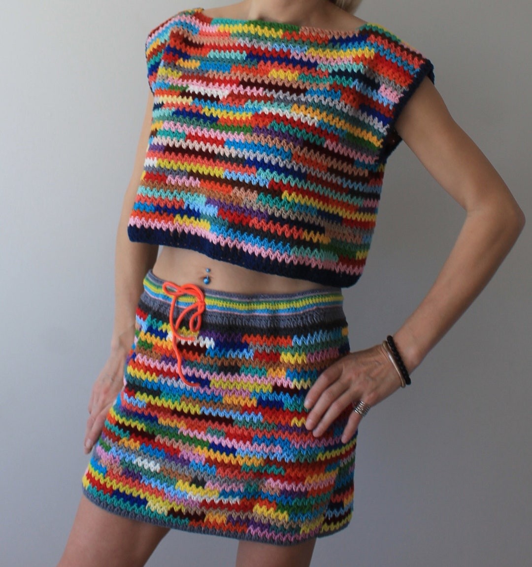 Rainbow Crochet Top Crochet Crop Top Sweater Vest Handmade Summer Knit