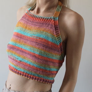 Backless top Crop tank top Hand knit crop top READY TO SHIP image 3