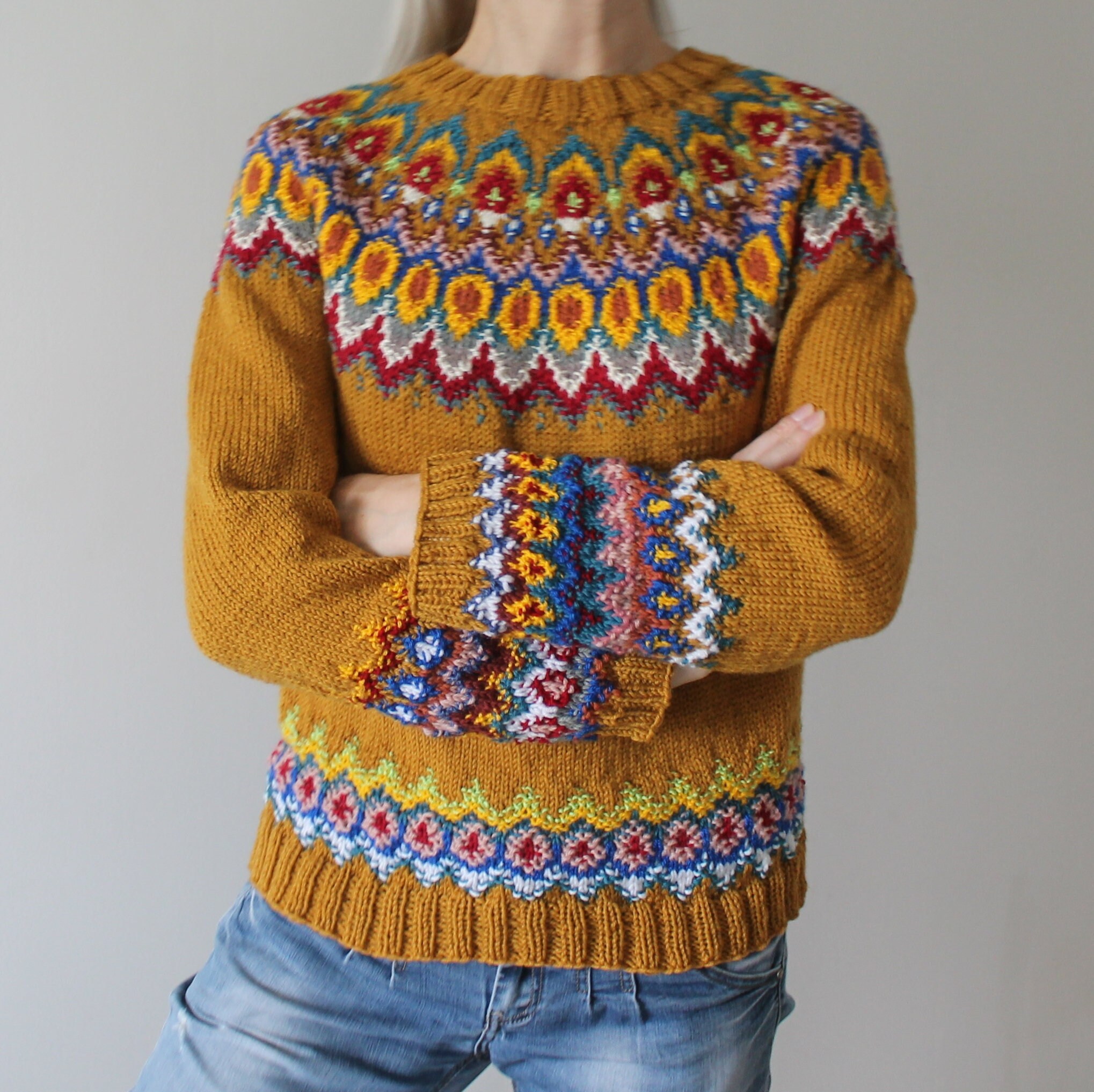 Fair Isle Sweater Handmade Jumper Hand 