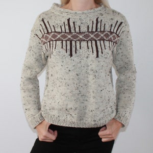 Tweed hand knit sweater Cable knit sweater Knitted jumper Fair Isle sweater READY TO SHIP image 9