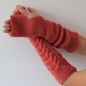 Fingerless gloves Long arm warmers Womens knitted gloves Hand knit fingerless mittens image 2