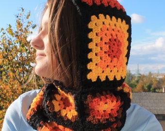 Balaclava Granny square balaclava Crochet balaclava Handmade cowl Hooded READY TO SHIP