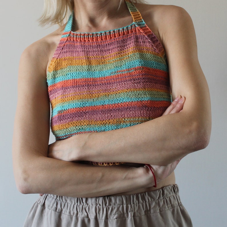 Backless top Crop tank top Hand knit crop top READY TO SHIP image 4