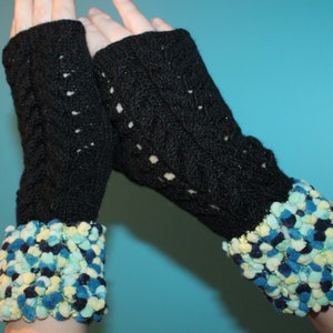 Black fingerless gloves Knit arm warmers Hand warmers Handmade fingerless mittens image 10