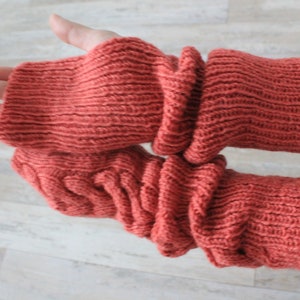 Fingerless gloves Long arm warmers Womens knitted gloves Hand knit fingerless mittens image 10