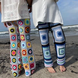 Pantaloni all'uncinetto Pantaloni quadrati della nonna Pantaloni lavorati a maglia fatti a mano PRONTI PER LA SPEDIZIONE