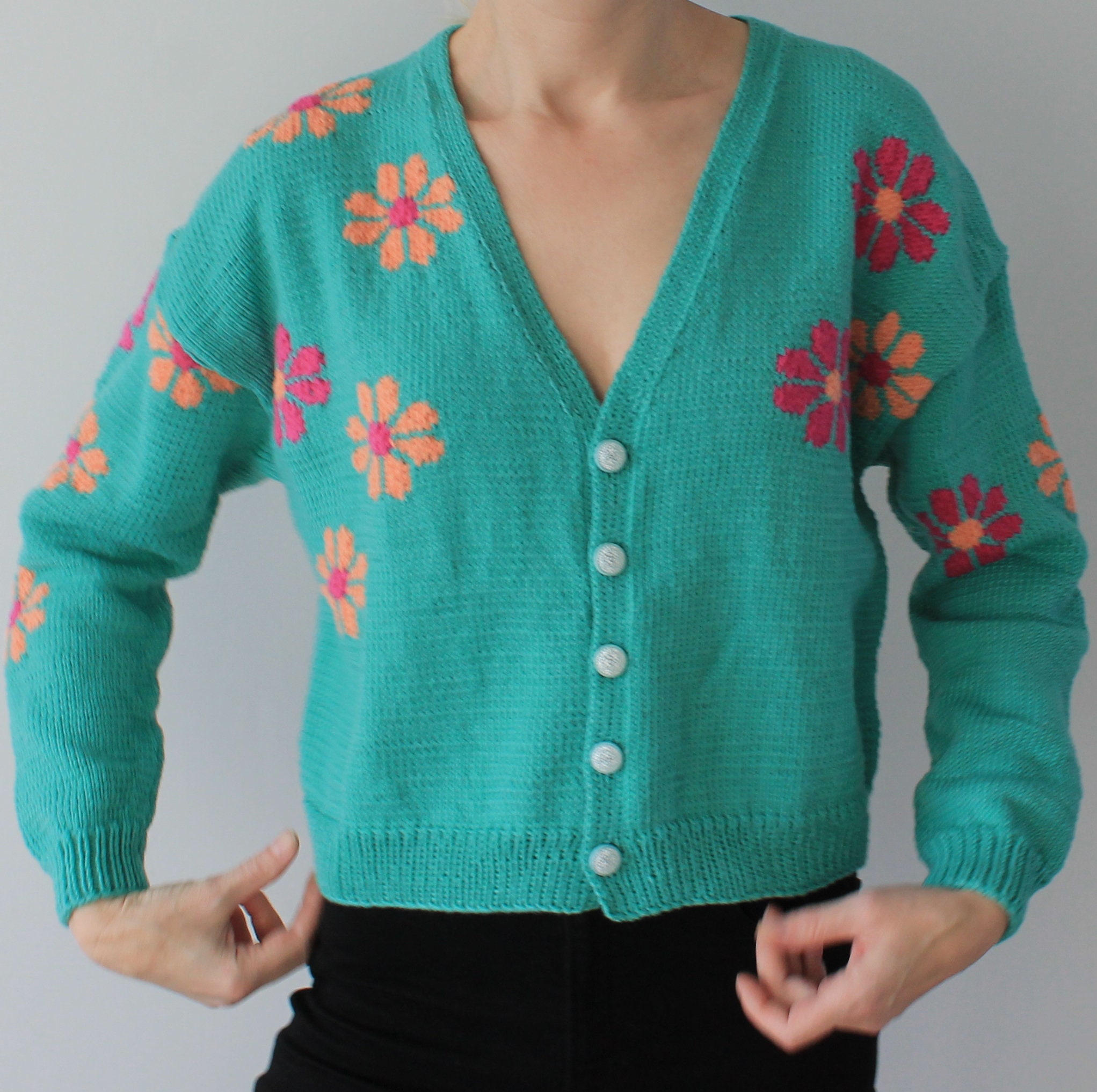Daisy cardigan Cropped cardigan Cottagecore clothing Etsy