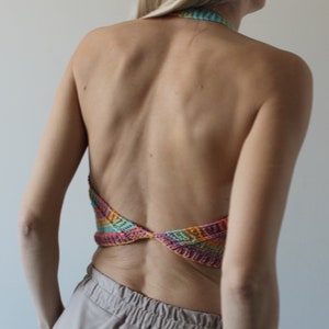 Backless top Crop tank top Hand knit crop top READY TO SHIP image 2