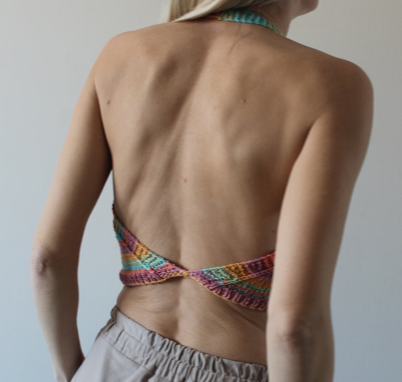 Backless top Crop tank top Hand knit crop top READY TO SHIP image 2