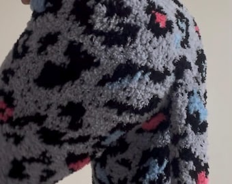 Custom order Tylor G Fuzzy tights with tail Hand knit long fluffy socks