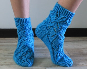Hand knit socks Lace socks Handmade wool socks READY TO SHIP Hand knitted thin socks