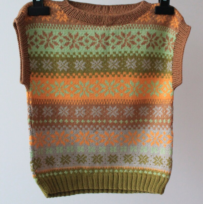 Knitted Fair Isle vest for 3 year old child ready to ship