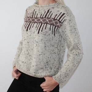 Tweed hand knit sweater Cable knit sweater Knitted jumper Fair Isle sweater READY TO SHIP image 10