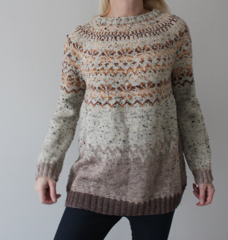 Fair Isle sweater Oversized hand knit sweater for women Etsy