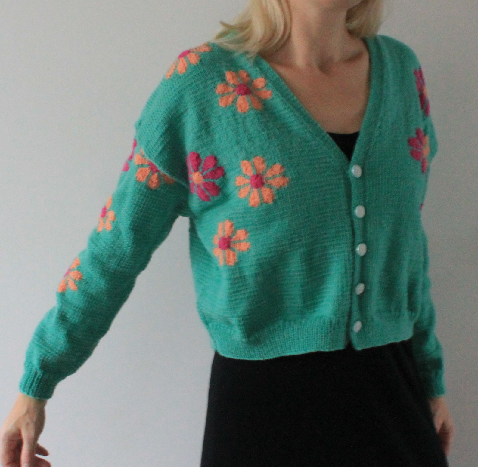 Daisy cardigan Cropped cardigan Cottagecore clothing Etsy