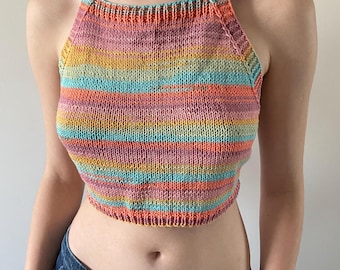 Backless top Crop tank top Hand knit crop top Handmade cotton summer top READY TO SHIP