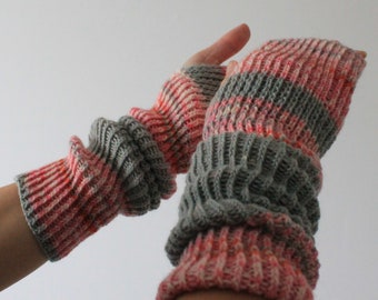 Hand Knit Fingerless Gloves Stylish Texting Gloves for Women Handmade Long Fingerless Gloves Knitted Hand Warmers Photographer Gift