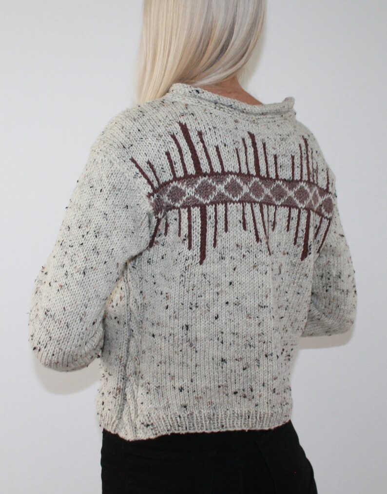 Tweed hand knit sweater Cable knit sweater Knitted jumper Fair Isle sweater READY TO SHIP image 7