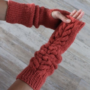 Fingerless gloves Long arm warmers Womens knitted gloves Hand knit fingerless mittens image 1